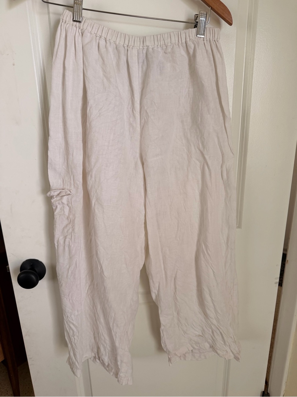 Chico's Light Cream Elastic-Waist linen pants